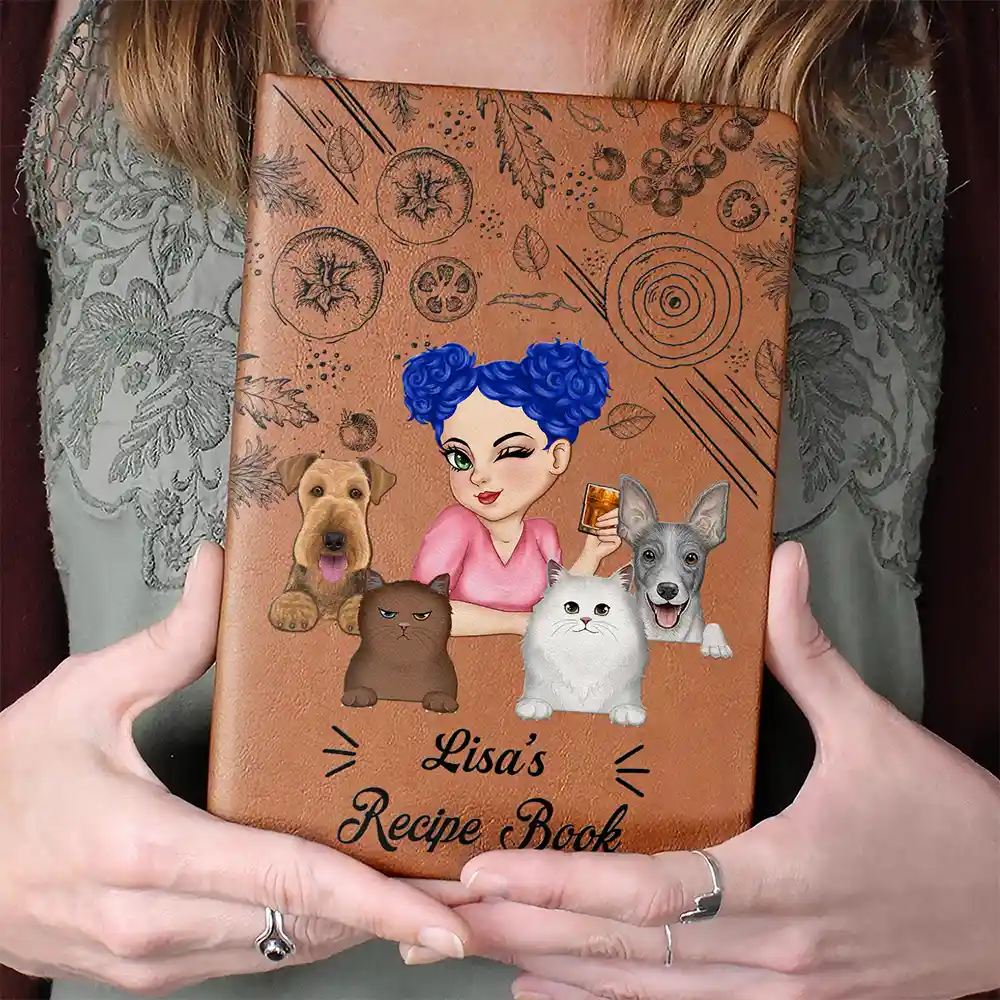 Pet Mom Recipe CookBook - Personalized Leather Journal - Image 4