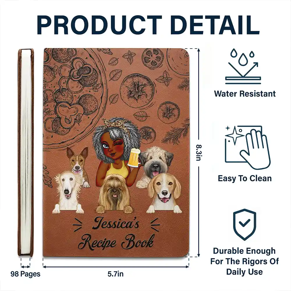 Pet Mom Recipe CookBook - Personalized Leather Journal - Image 5