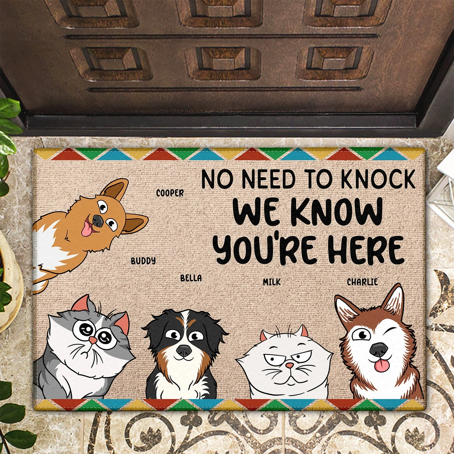 Pets No Need To Knock - Gift For Pet Lovers - Personalized Doormat - Image 2