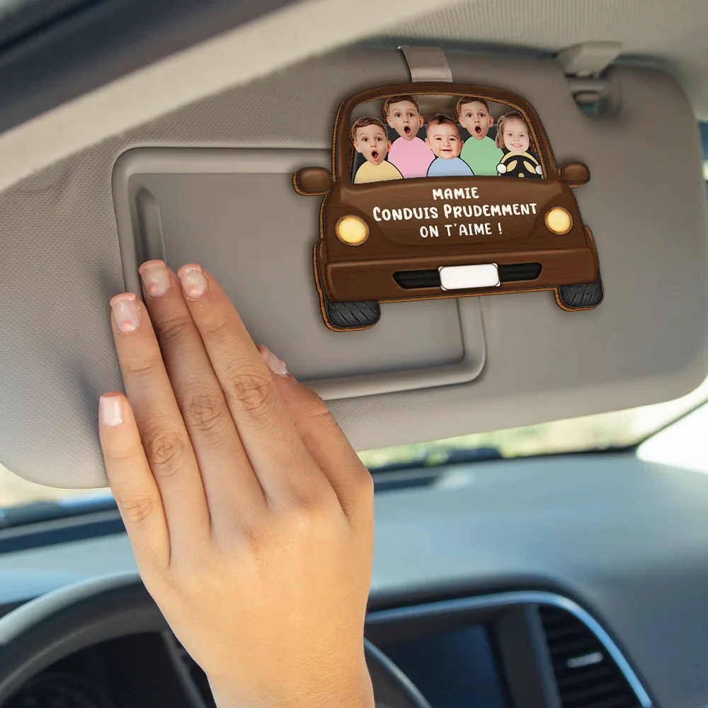 Photo Personnalisable Conduis Prudemment Avec Des Enfants - Clip De Pare-Soleil De Voiture À Forme Spéciale Personnalisé - Image 5