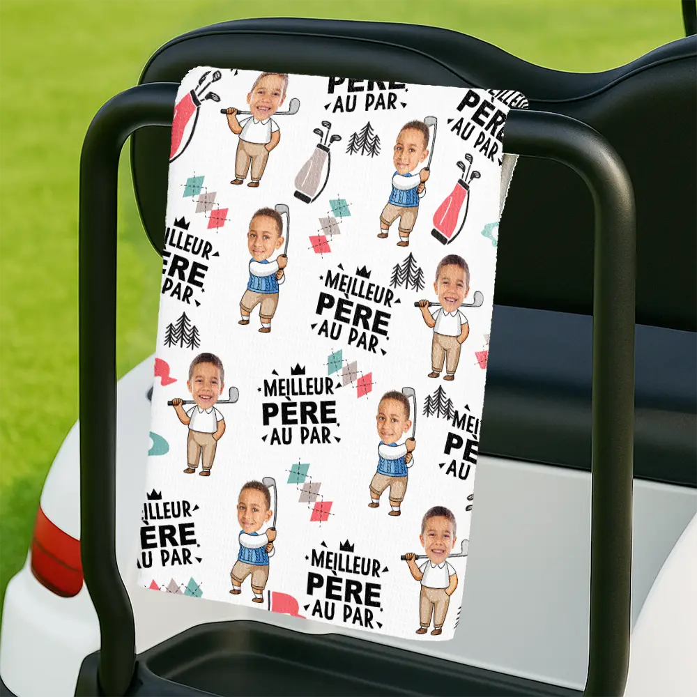 Photo Personnalisable Meilleur Papa Au Par - Serviette De Golf Personnalisée - Image 3