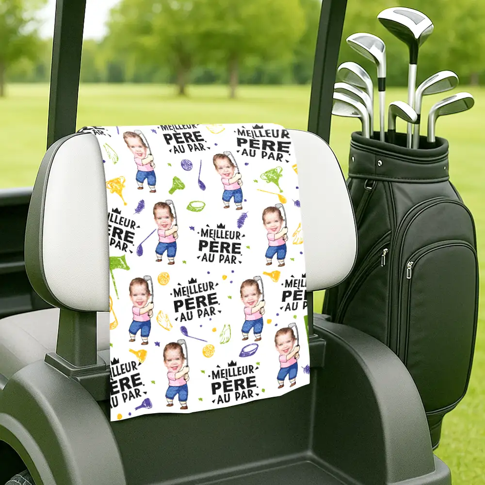 Photo Personnalisable Meilleur Papa Au Par - Serviette De Golf Personnalisée - Image 6
