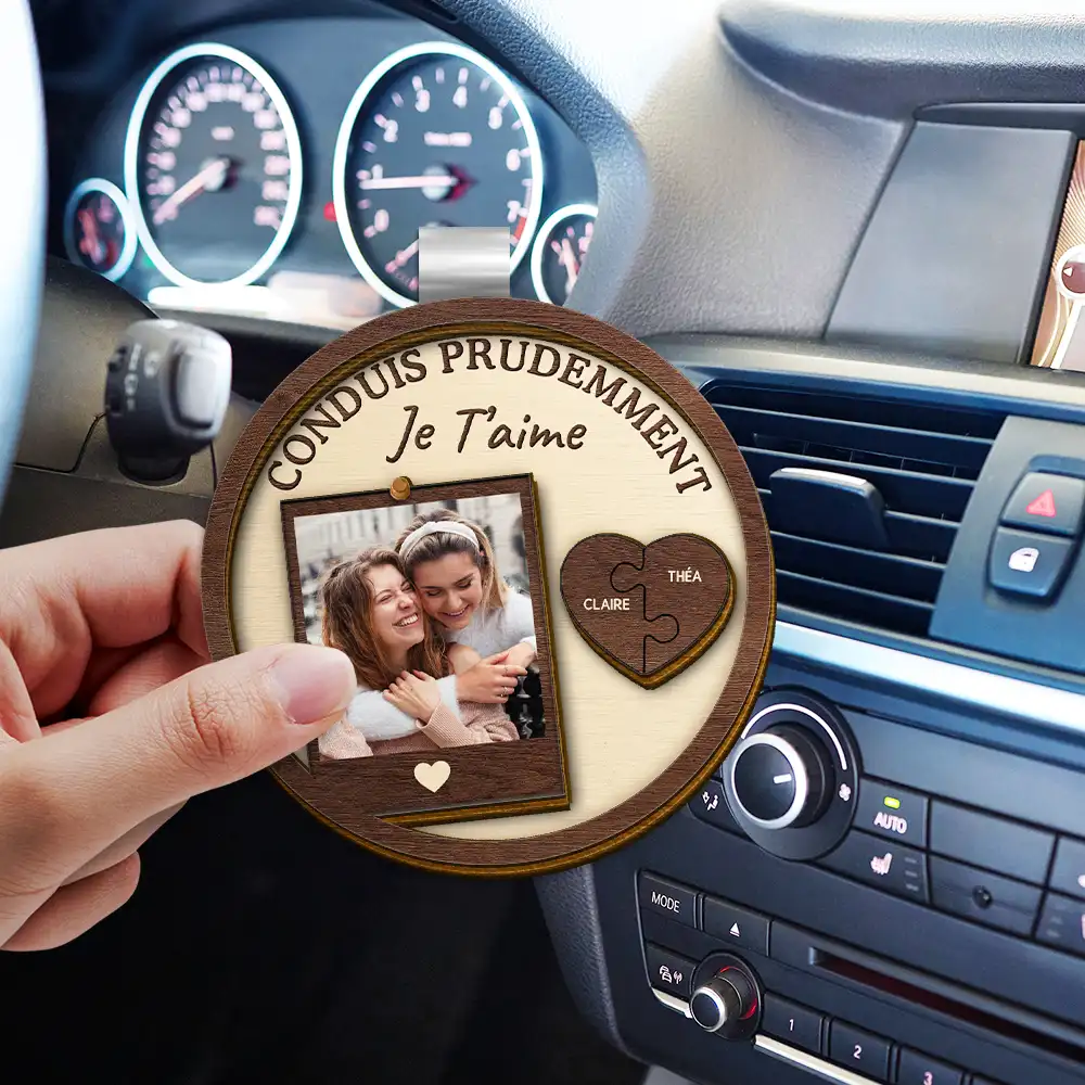 Photo Personnalisée Pour Couple Conduis Prudemment Je T’aime - Clip De Pare-Soleil De Voiture À Forme Spéciale Personnalisé - Image 3