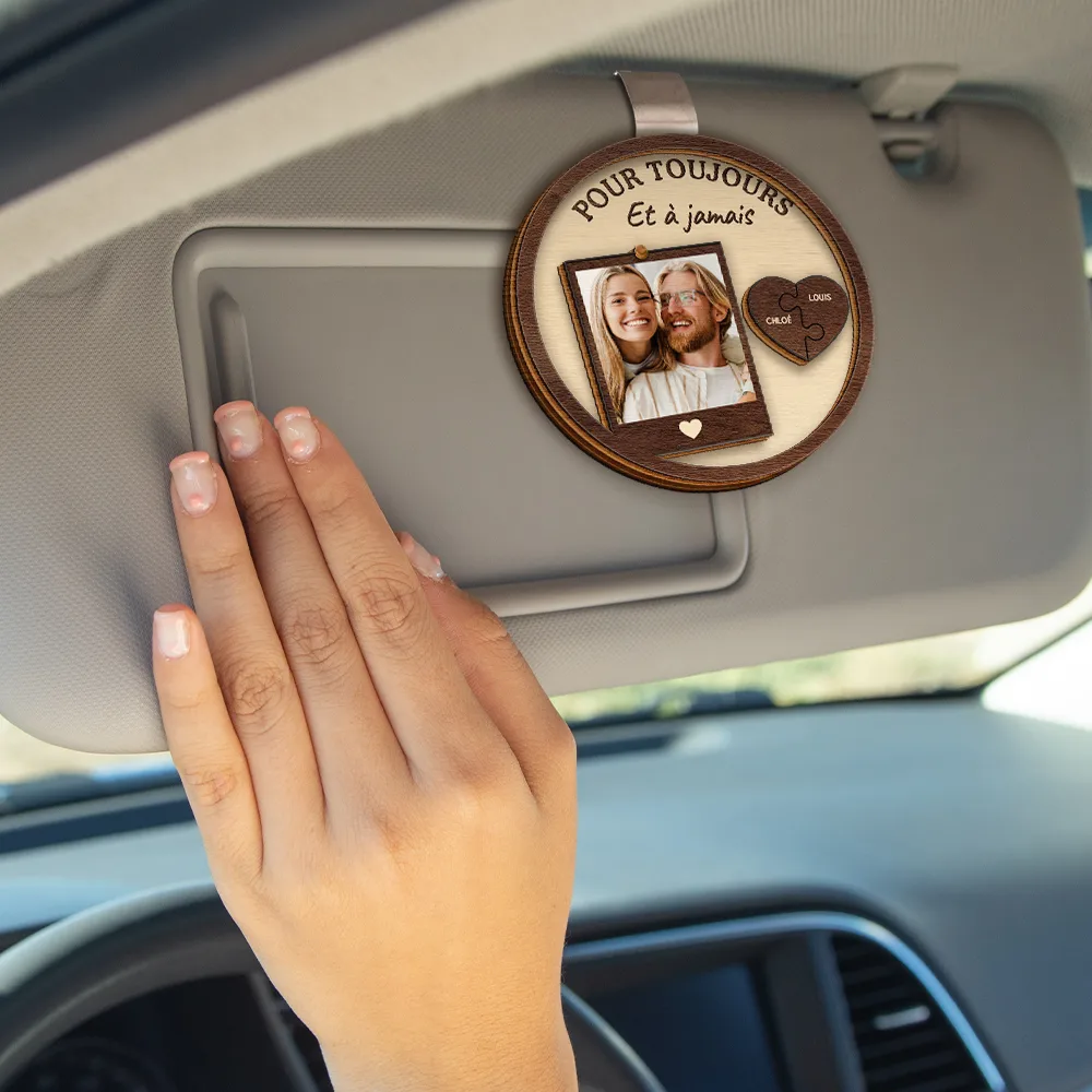 Photo Personnalisée Pour Couple Conduis Prudemment Je T’aime - Clip De Pare-Soleil De Voiture À Forme Spéciale Personnalisé - Image 4