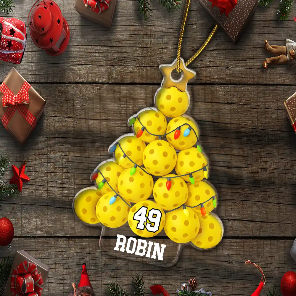 Pickleball Christmas Tree - Personalized Custom Shaped Acrylic Ornament - Image 6