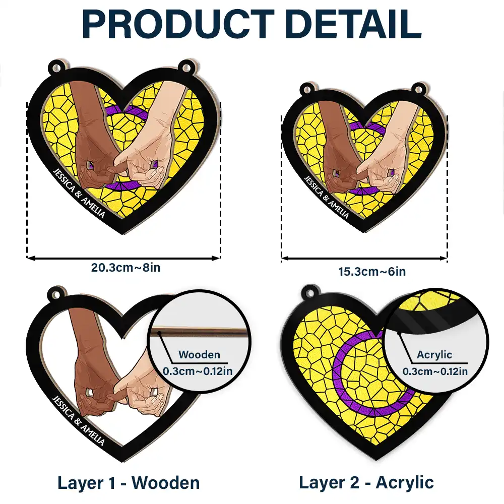Pinky Promise Pride Couple - Personalized Window Hanging Suncatcher Ornament - Image 5
