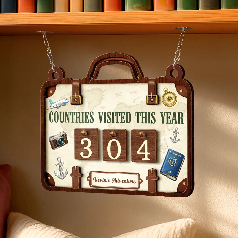 Places Visited This Year - Personalized Hanging Tracker Sign - Image 4