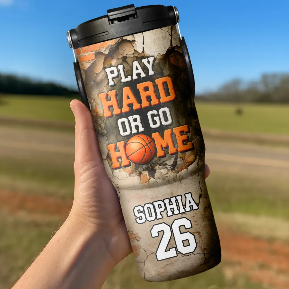 Play Hard Or Go Home Sport Kids - Personalized 30oz Tumbler With Handle - Image 3