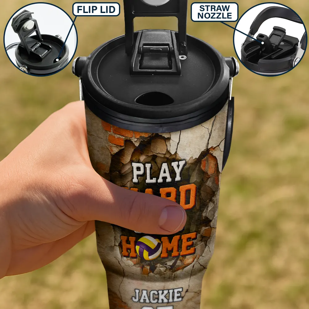 Play Hard Or Go Home Sport Kids - Personalized 30oz Tumbler With Handle - Image 4