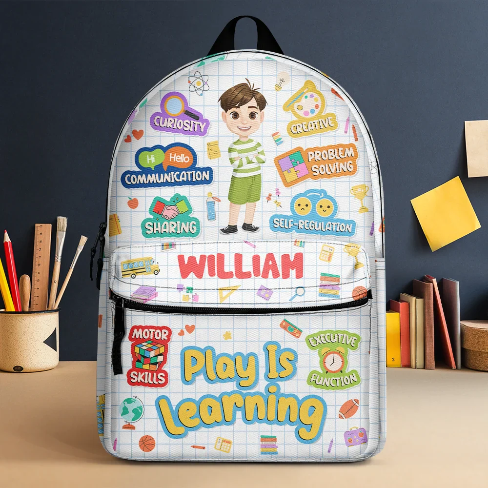 Play Is Learning - Personalized Canvas Backpack - Image 2