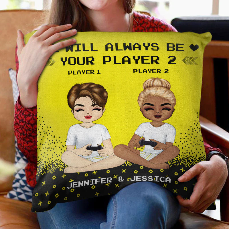 Player 1 Player 2 - Gift For Gaming Couples - Personalized Custom Pillow - Image 2