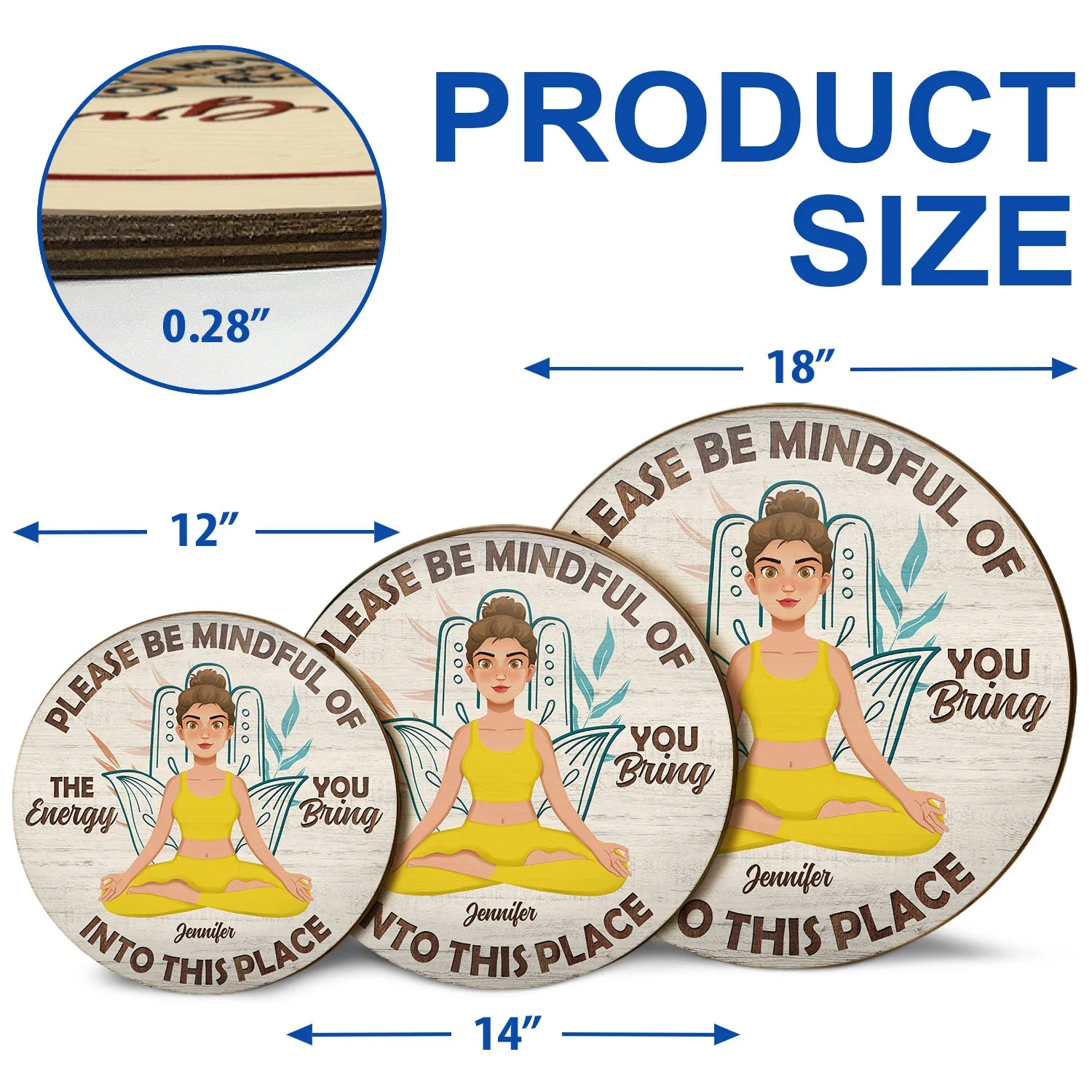 Please Be Mindful - Gift For Yoga Lovers - Personalized Wood Circle Sign - Image 5