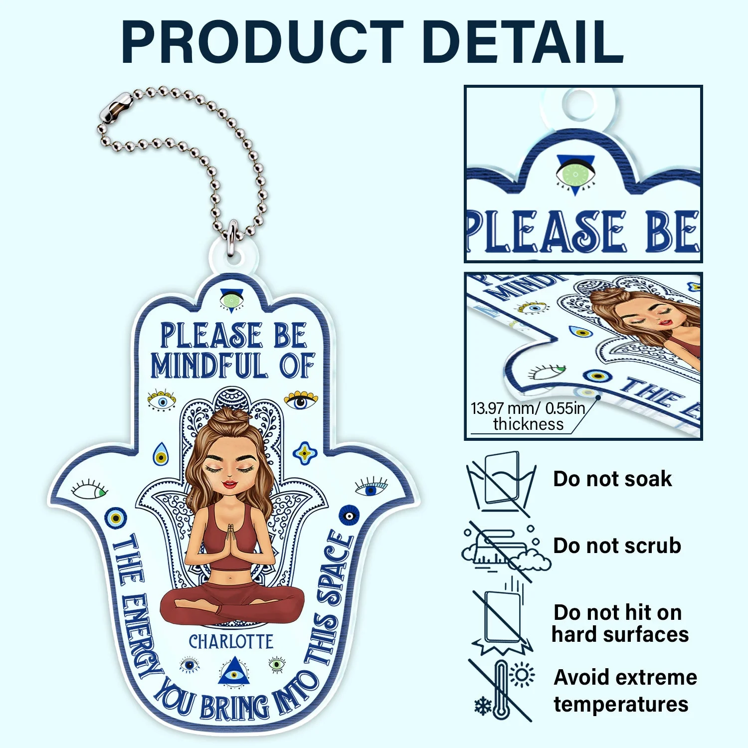 Please Be Mindful Of The Energy You Bring Into This Space - Birthday, Loving Gift For Yourself, Women, Yoga Lovers - Personalized Acrylic Car Hanger - Image 5