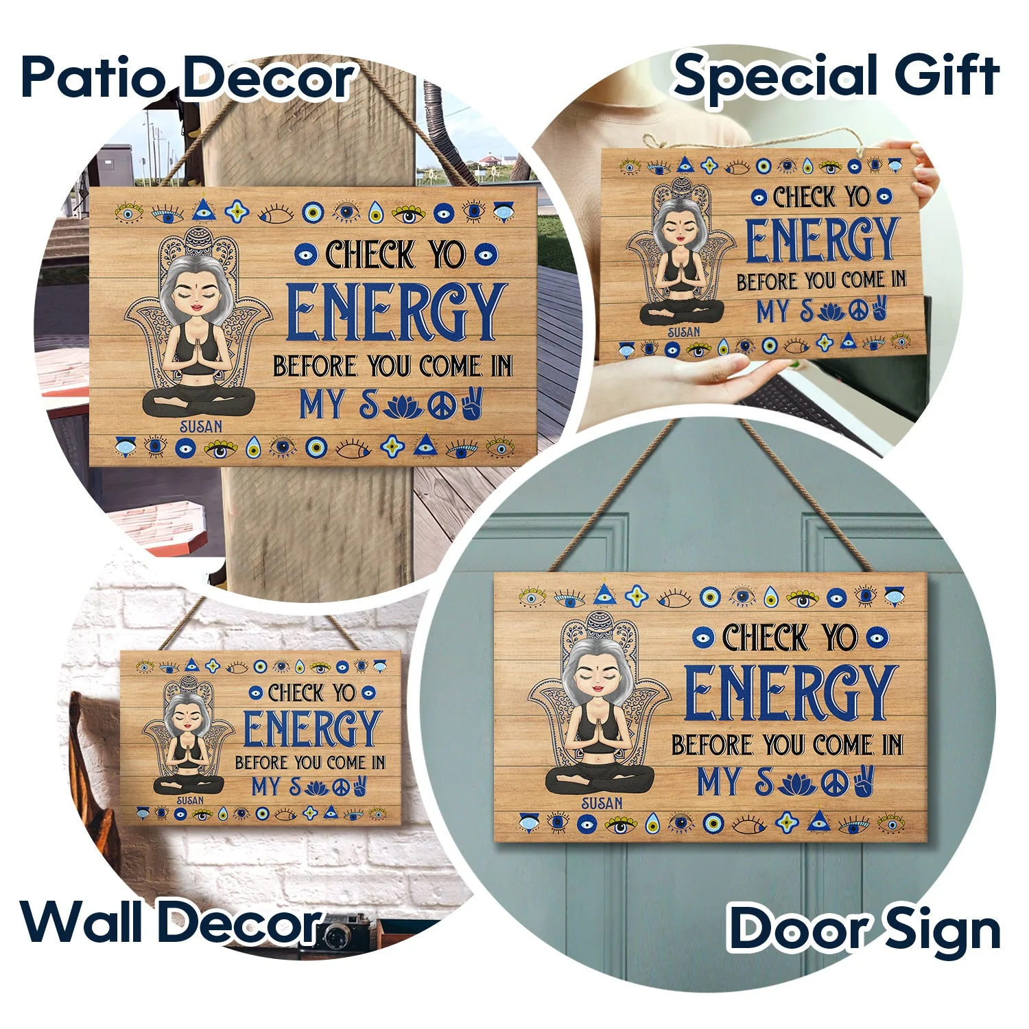 Please Be Mindful Of The Energy You Bring Into This Space - Birthday, Loving Gift For Yourself, Women, Yoga Lovers - Personalized Wood Rectangle Sign - Image 6
