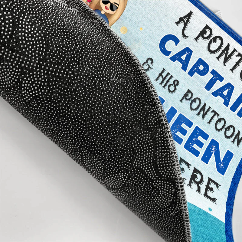 Pontoon Captain And Pontoon Queen Live Here - Personalized Custom Doormat - Image 3