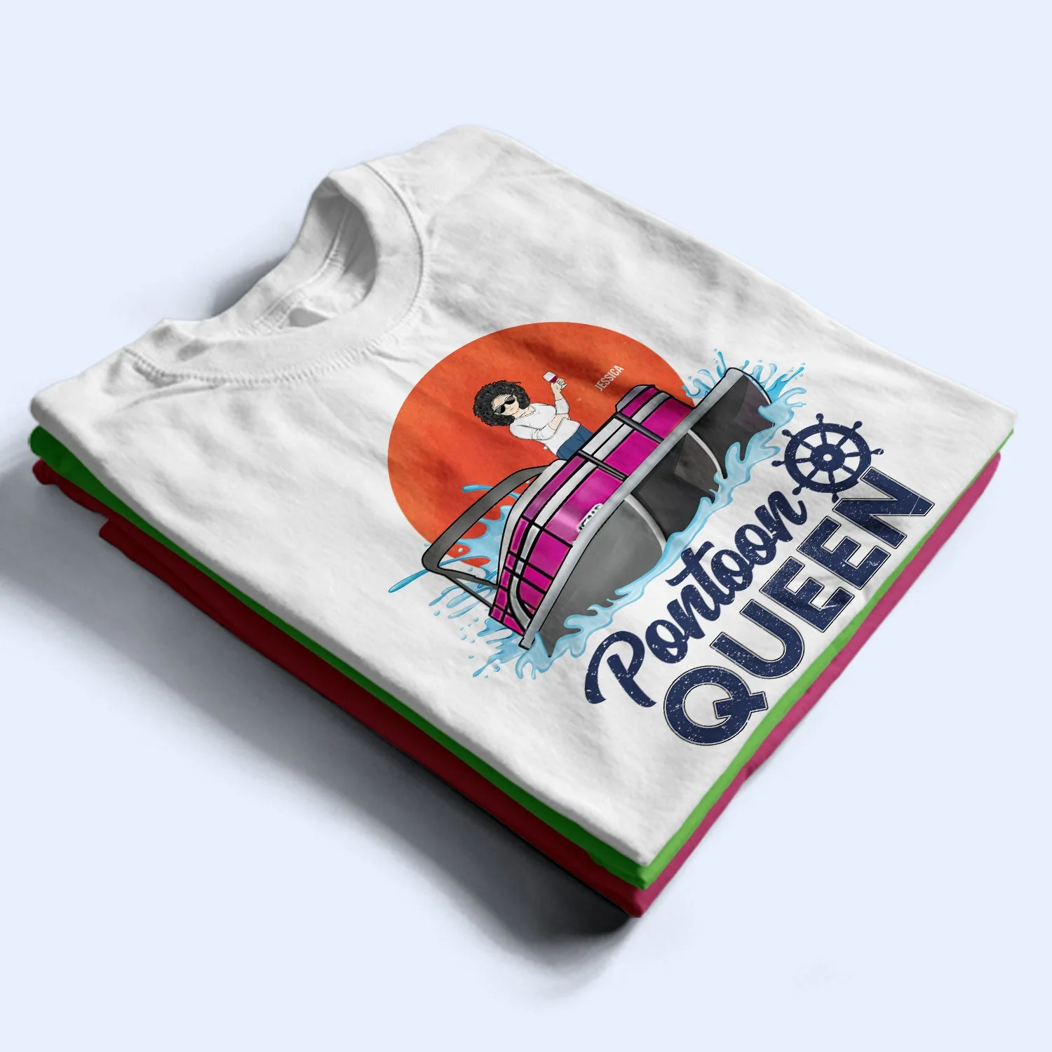 Pontoon Captain Family Retro Sun - Birthday, Traveling, Cruising Gift For Lake Beach Lovers, Travelers - Personalized T Shirt - Image 2