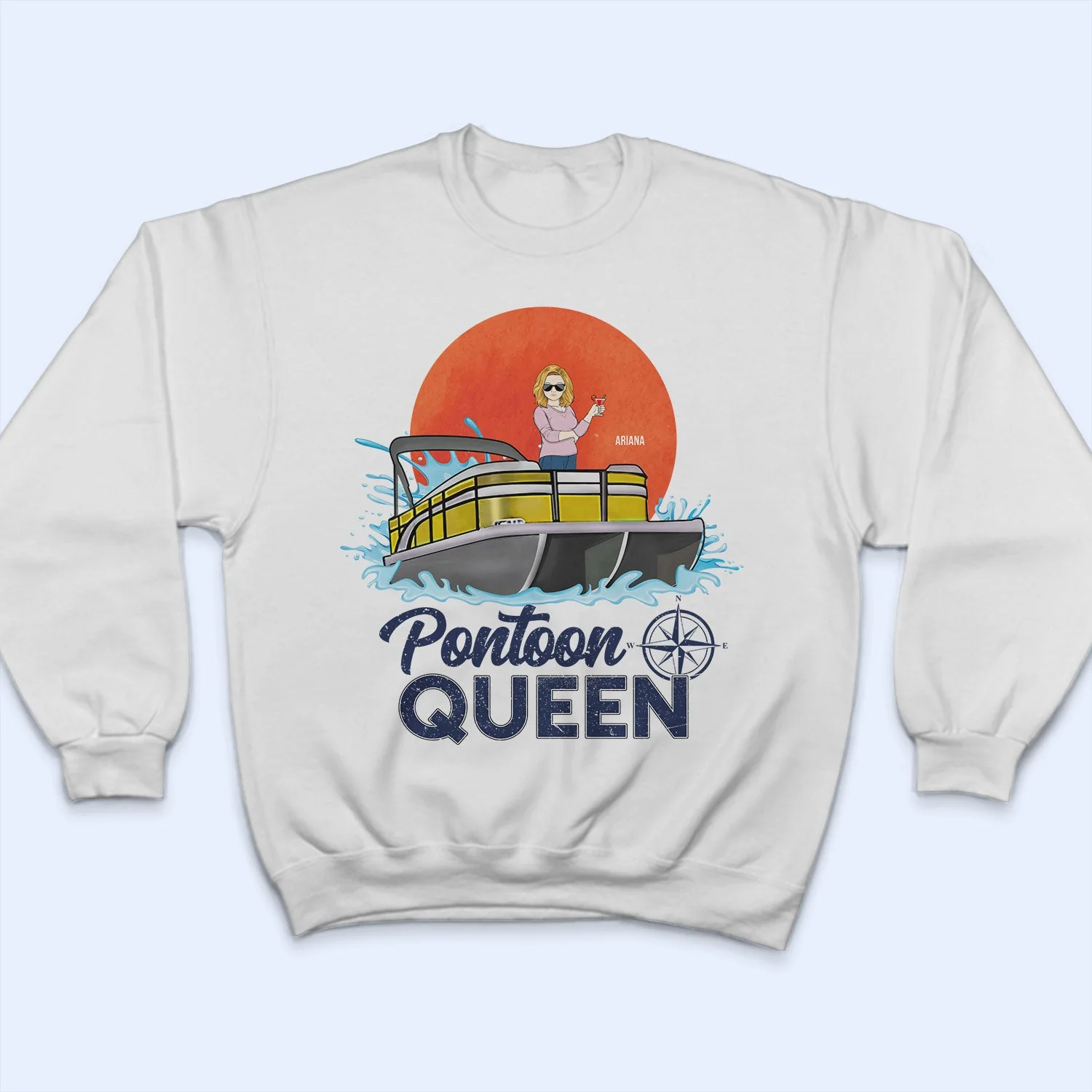 Pontoon Captain Family Retro Sun - Birthday, Traveling, Cruising Gift For Lake Beach Lovers, Travelers - Personalized T Shirt - Image 5