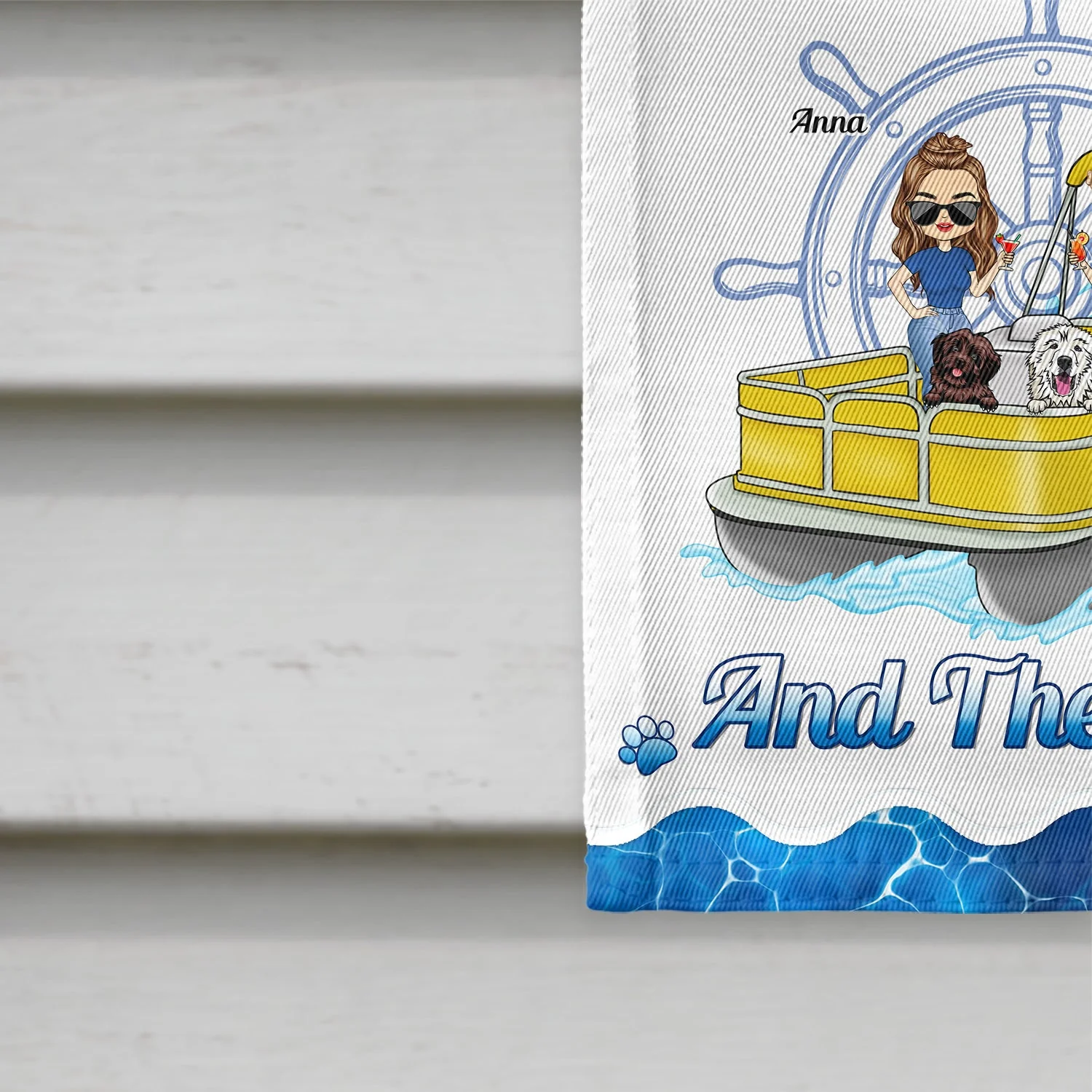 Pontoon Couple You & Me And The Dogs - Home Decor, Backyard Decor, Lake House Decor, Gift For Husband, Wife, Dog Lovers - Personalized Flag - Image 4