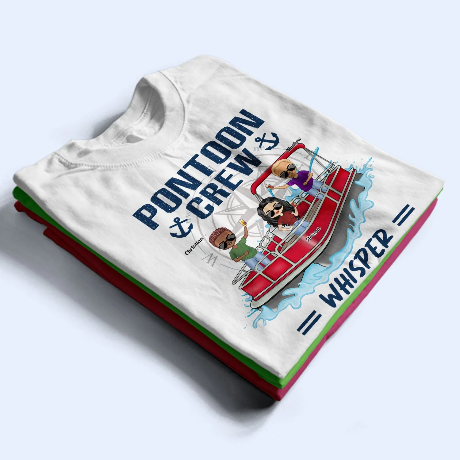 Pontoon Crew - Gift For Pontoon Besties - Personalized Custom T Shirt - Image 2