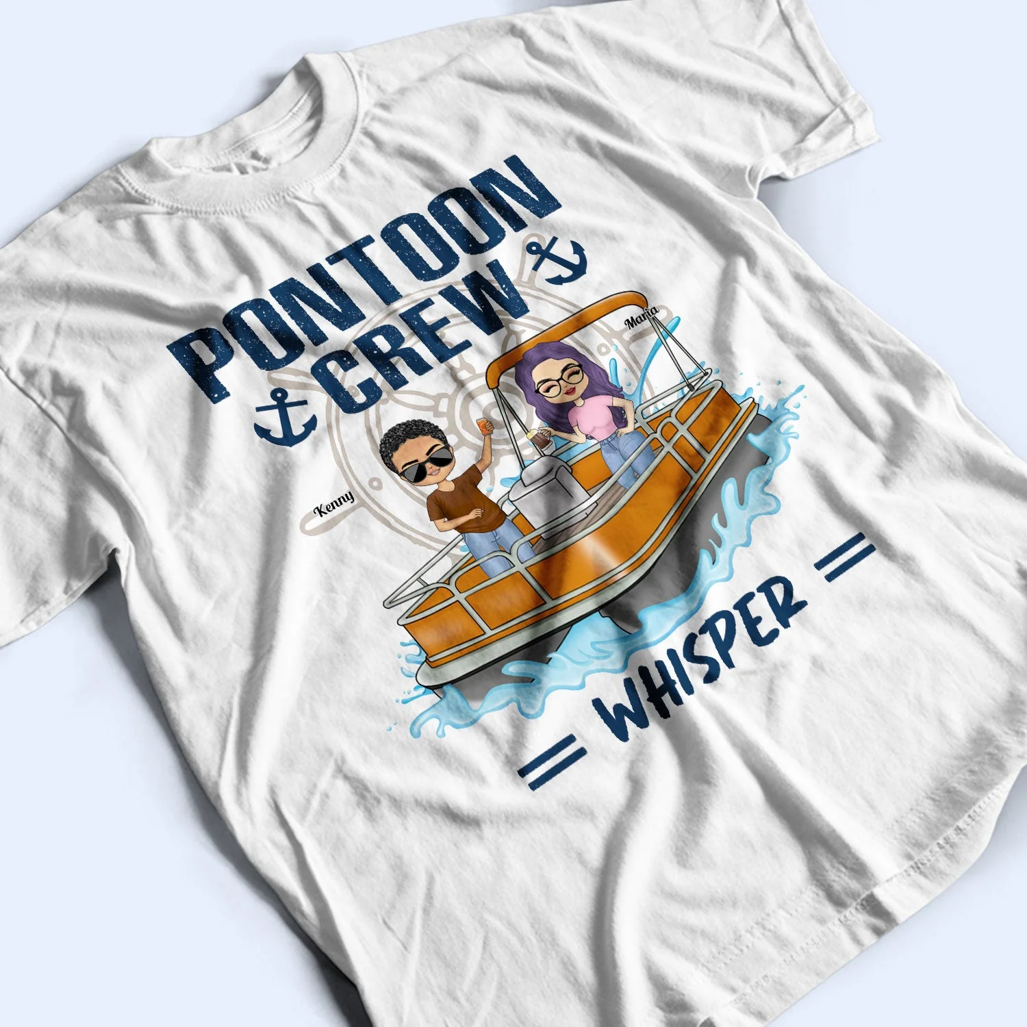 Pontoon Crew - Gift For Pontoon Besties - Personalized Custom T Shirt - Image 3