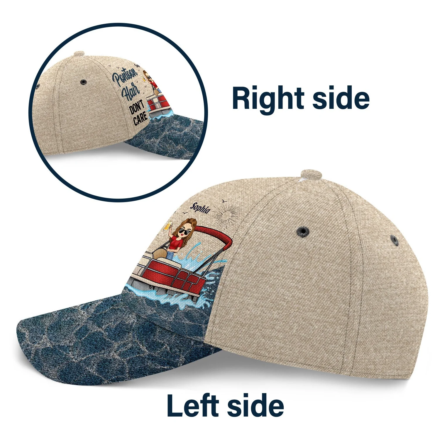 Pontoon Hair Don't Care - Gift For Pontoon Lovers, Boating Lovers - Personalized Classic Cap - Image 3