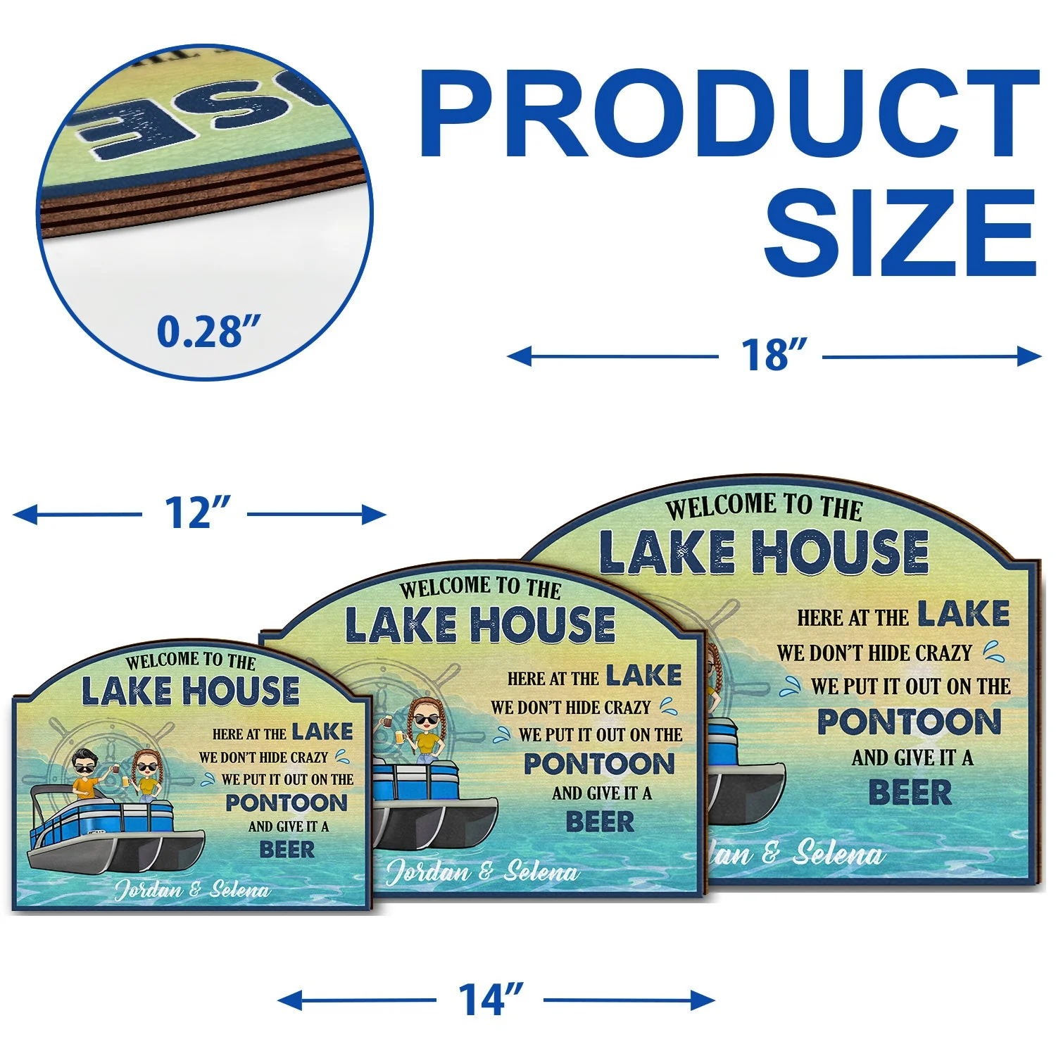 Pontoon Here At The Lake We Don't Hide Crazy - Home Decor, Backyard Decor, Lake House Sign, Gift For Pontooning Lovers, Couples, Husband, Wife - Personalized Custom Shaped Wood Sign - Image 5