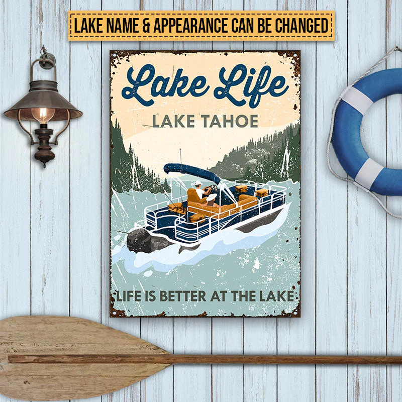 Pontoon Lake Life Life Is Better Custom Classic Metal Signs - Image 3