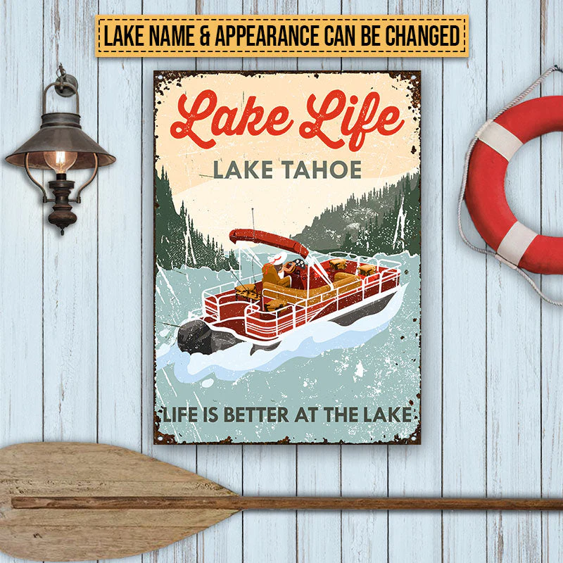 Pontoon Lake Life Life Is Better Custom Classic Metal Signs - Image 4