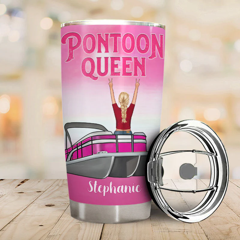 Pontoon Queen Classy - Personalized Custom Tumbler - Image 2