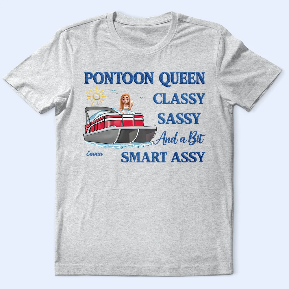 Pontoon Queen Classy Sassy - Personalized T Shirt - Image 3