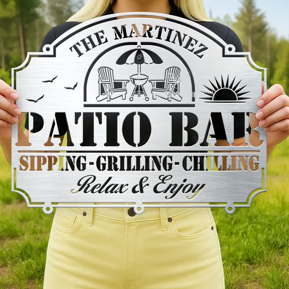 Pool & Patio Sipping Chilling - Personalized Cutout Metal Sign - Image 4