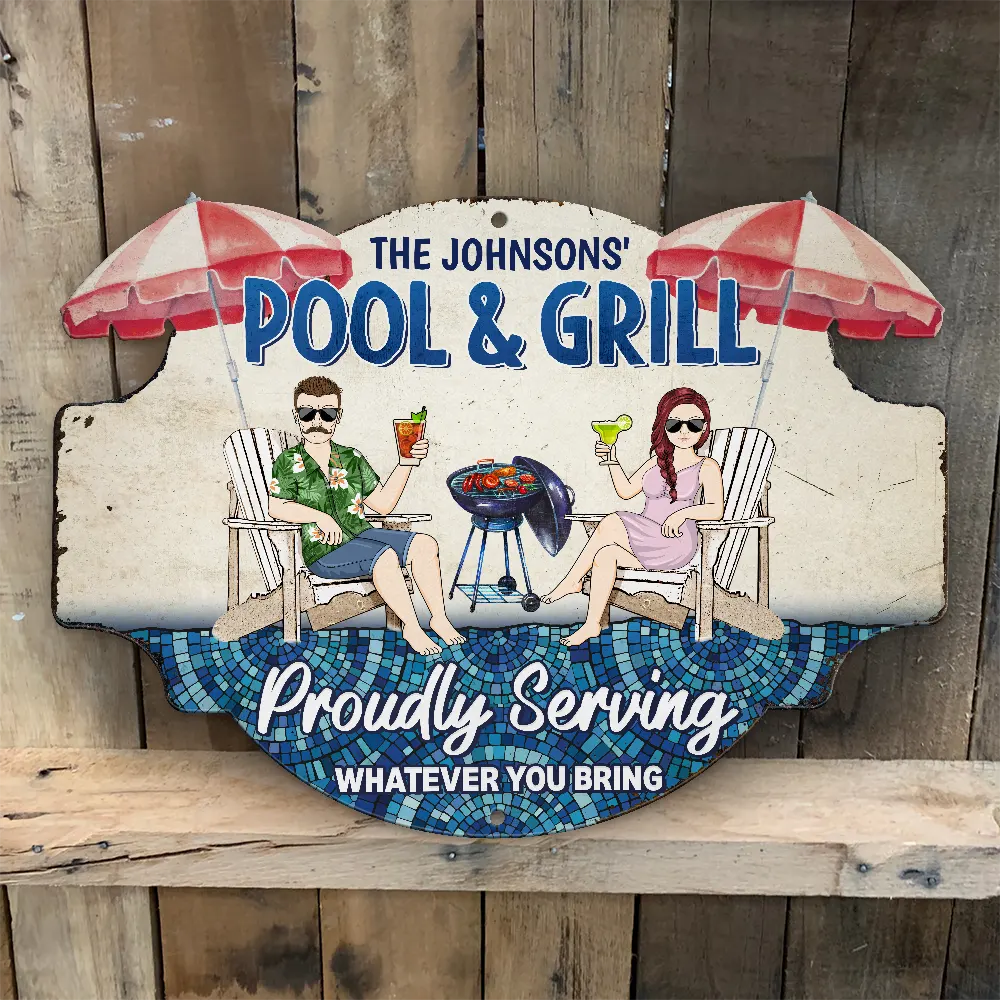 Poolside Bar And Grill - Personalized Custom Shaped Metal Sign - Image 5