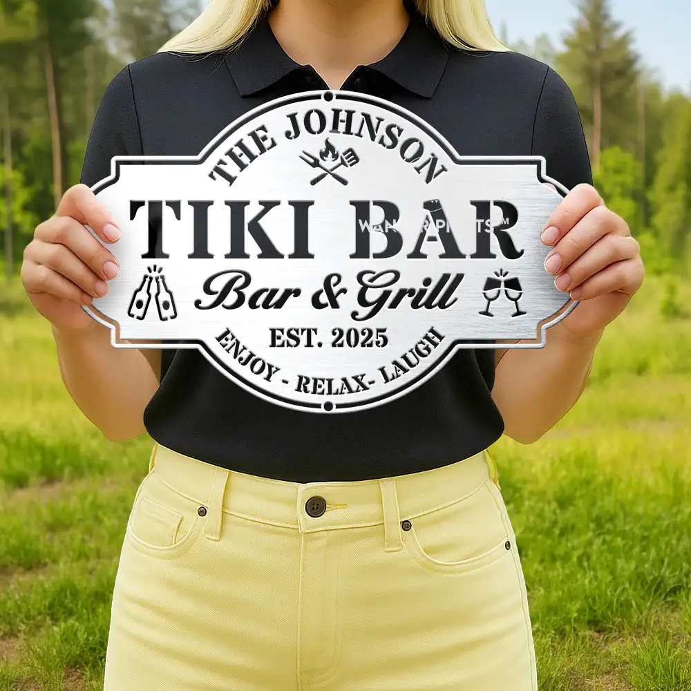 Poolside Bar & Grill - Personalized Cutout Metal Sign - Image 4