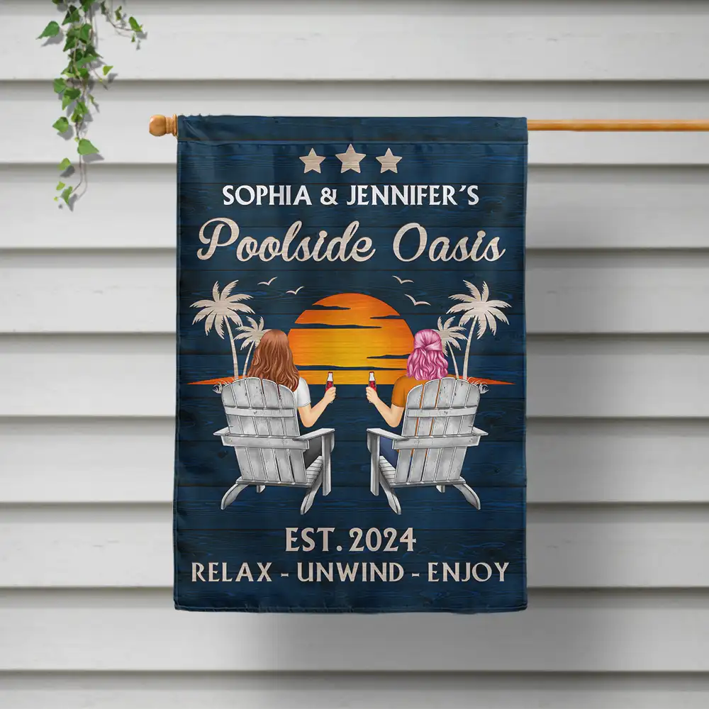 Poolside Paradise - Personalized Flag - Image 2