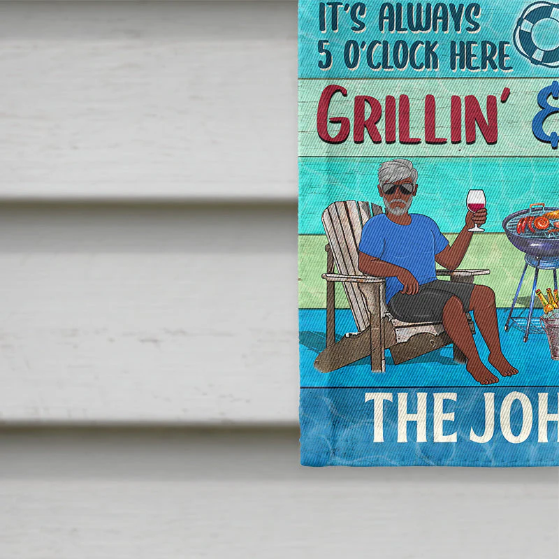 Poolside Proudly Serving Whatever You Bring Husband Wife Couple - Outdoor Decor - Personalized Custom Flag - Image 4