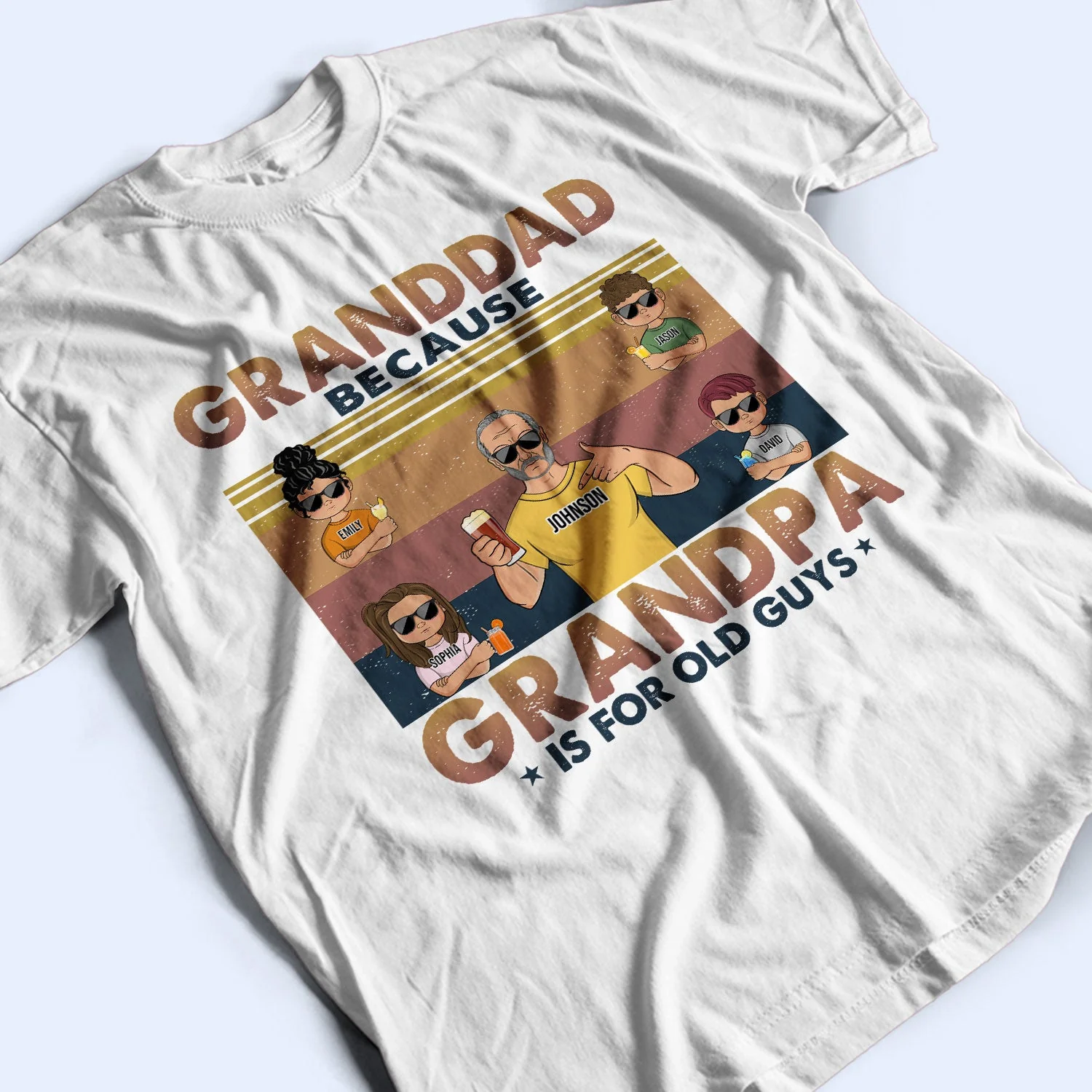Poppy Because Grandpa Is For Old Guys - Birthday, Loving Gift For Grandfather, Grandkids, Grandchildren, Granddaughters, Grandsons - Personalized Custom T Shirt - Image 3