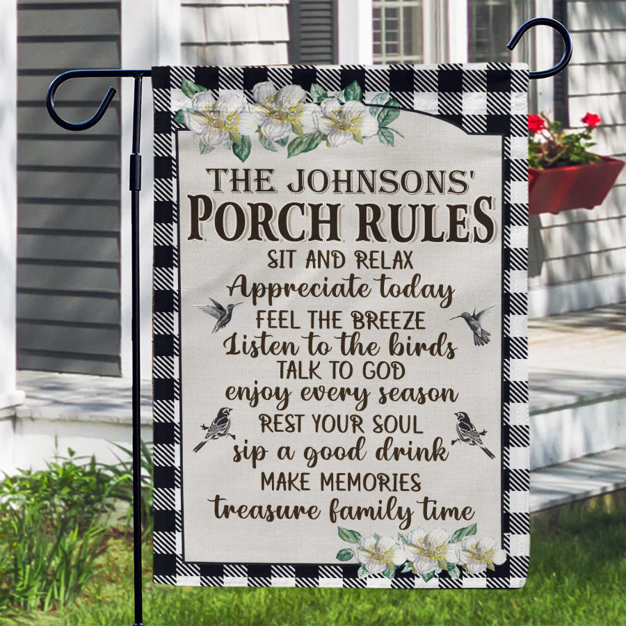 Porch Rules Welcome Farmhouse Decor - Personalized Custom Flag - Image 2
