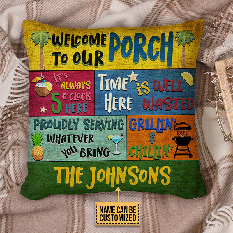 Porch Welcome Proudly Serving Custom Pillow - Image 3