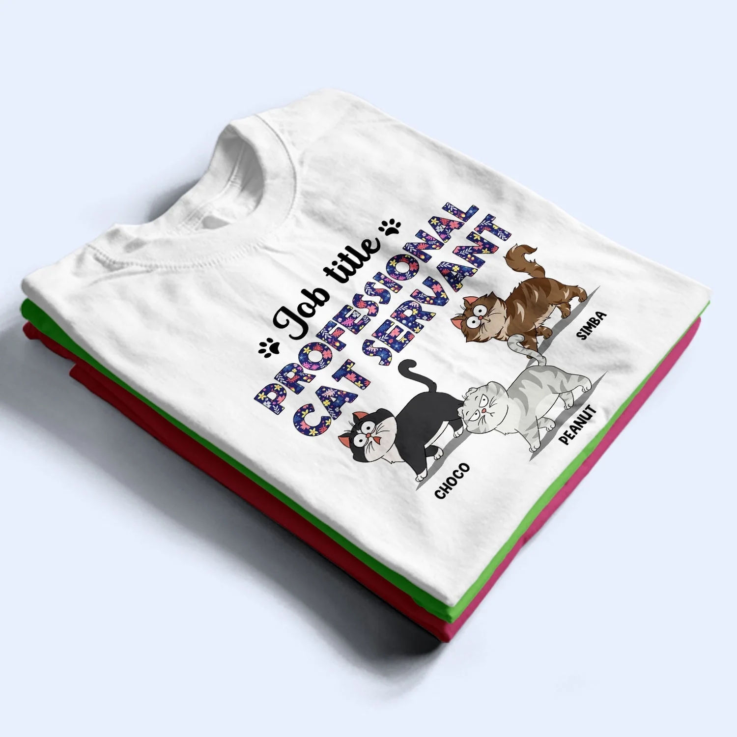 Professional Cat Servant Cartoon Cats Walking - Gift For Cat Lovers - Personalized T Shirt - Image 2