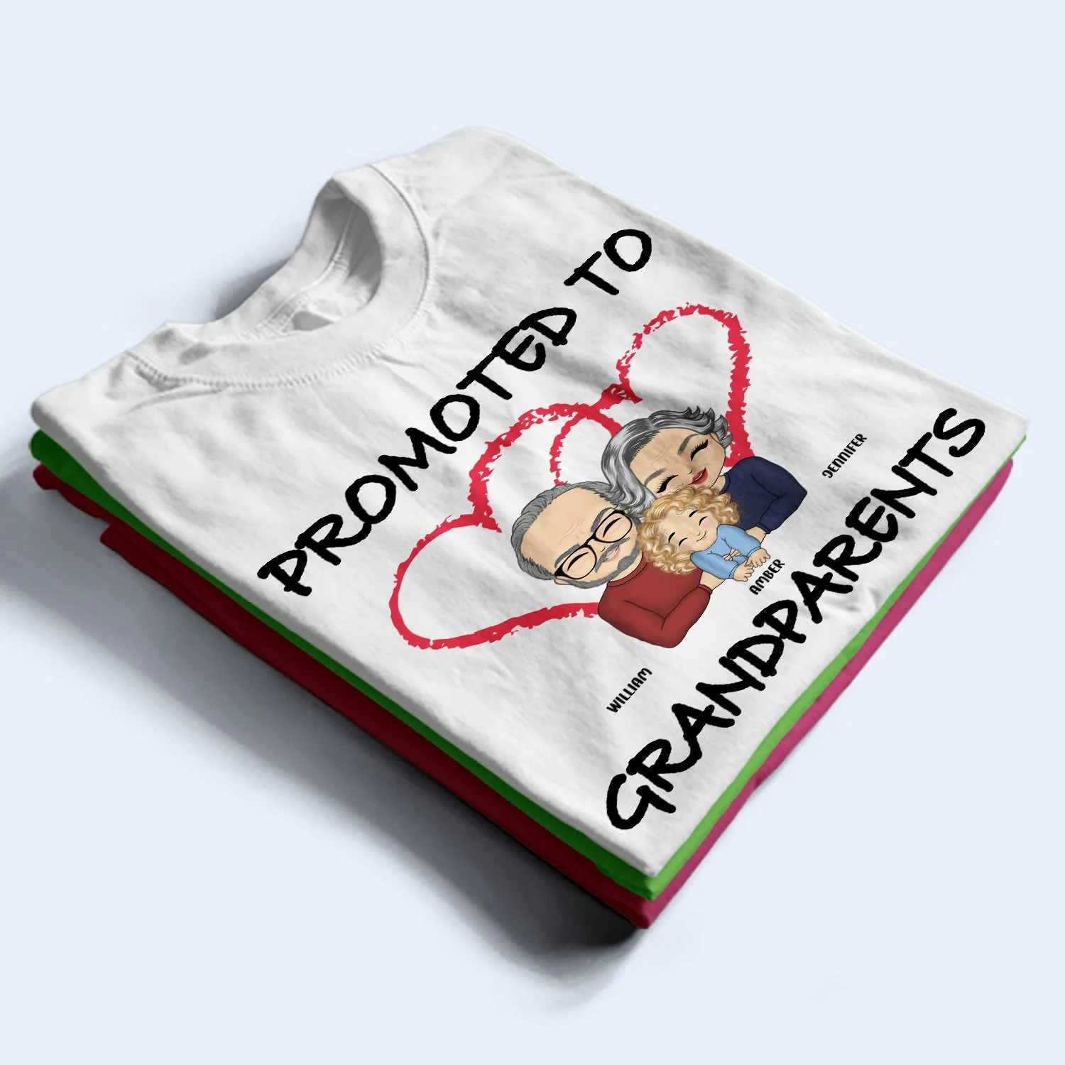 Promoted To Grandpa Grandma - Gift For Grandparents - Personalized Custom T Shirt - Image 2