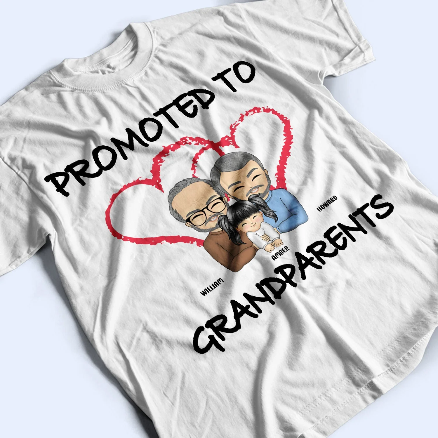 Promoted To Grandpa Grandma - Gift For Grandparents - Personalized Custom T Shirt - Image 3