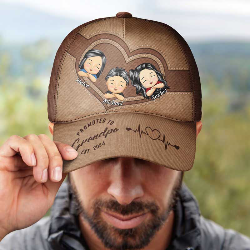 Promoted To Grandpa - Personalized Classic Cap - Image 4