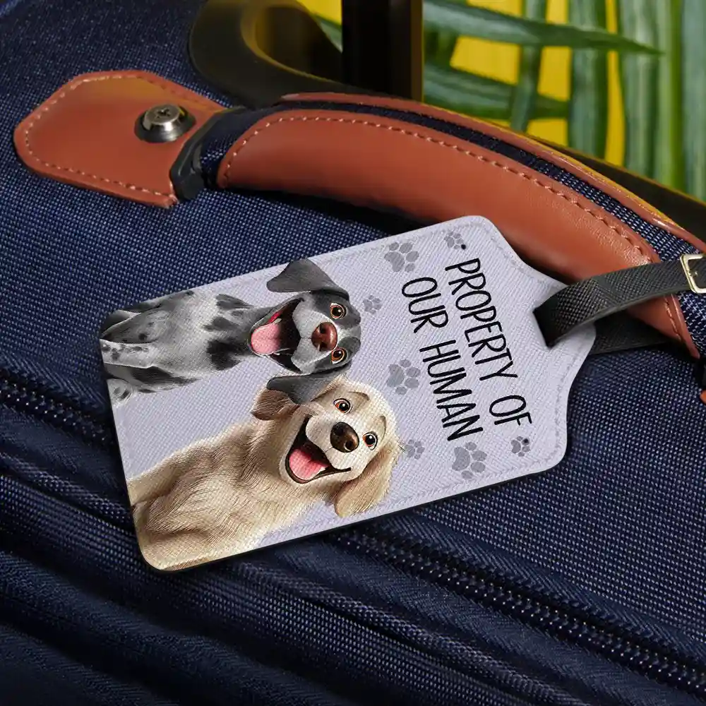 Property Of My Human 3D Effect Dogs - Personalized Luggage Tag - Image 2