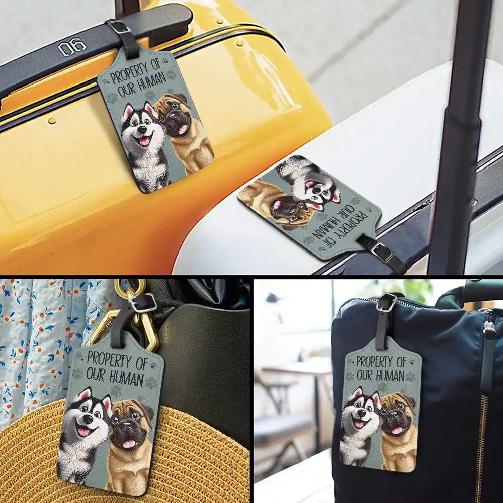 Property Of My Human 3D Effect Dogs - Personalized Luggage Tag - Image 3