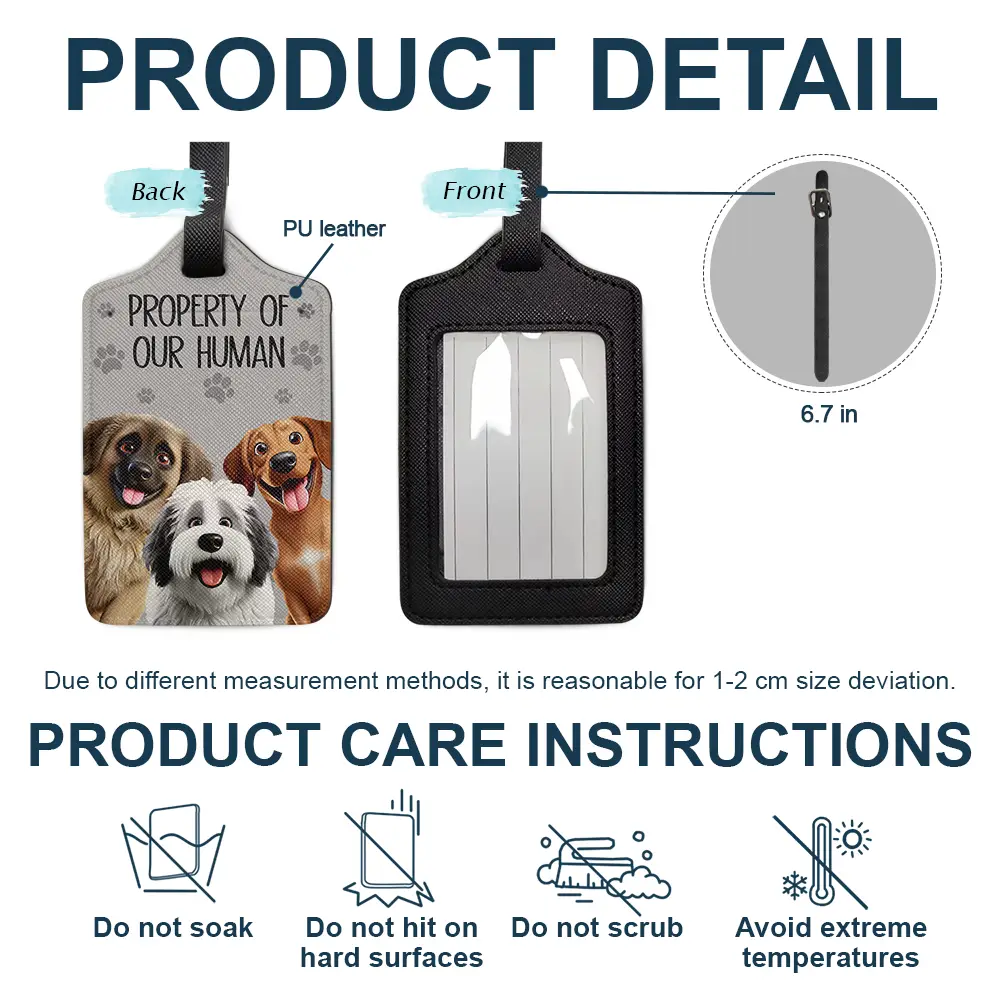 Property Of My Human 3D Effect Dogs - Personalized Luggage Tag - Image 4