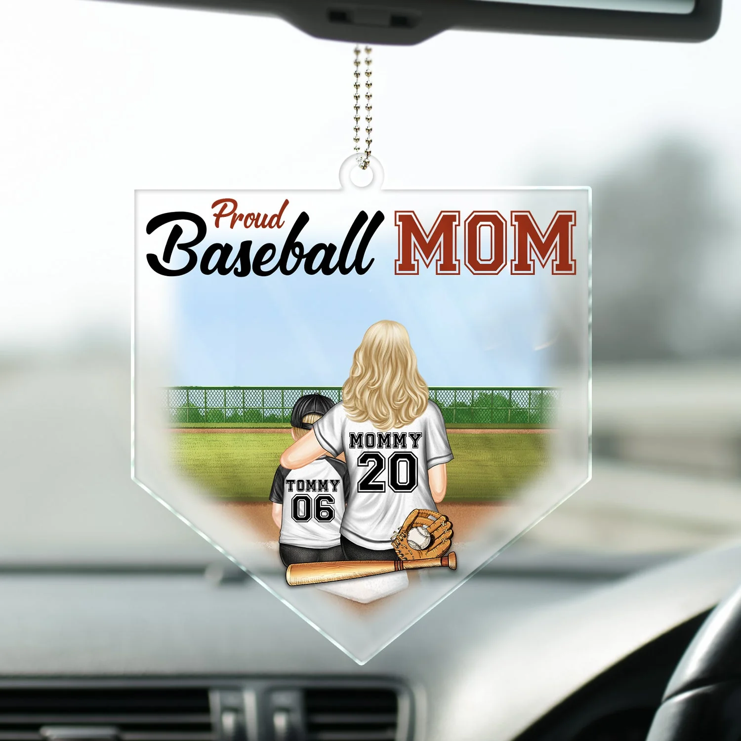 Proud Baseball Softball Mom - Birthday, Loving Gift For Sport Fan, Mom, Mother - Personalized Acrylic Car Hanger