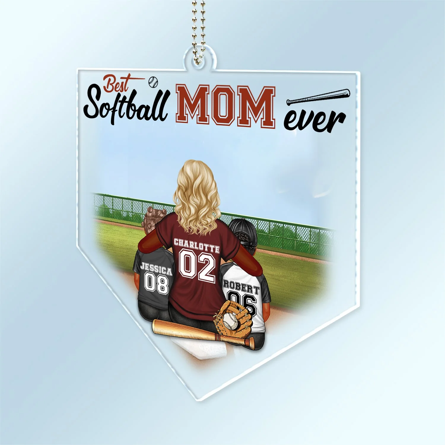 Proud Baseball Softball Mom - Birthday, Loving Gift For Sport Fan, Mom, Mother - Personalized Acrylic Car Hanger - Image 2