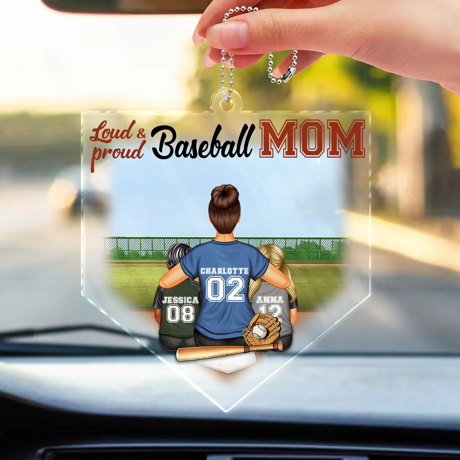 Proud Baseball Softball Mom - Birthday, Loving Gift For Sport Fan, Mom, Mother - Personalized Acrylic Car Hanger - Image 3