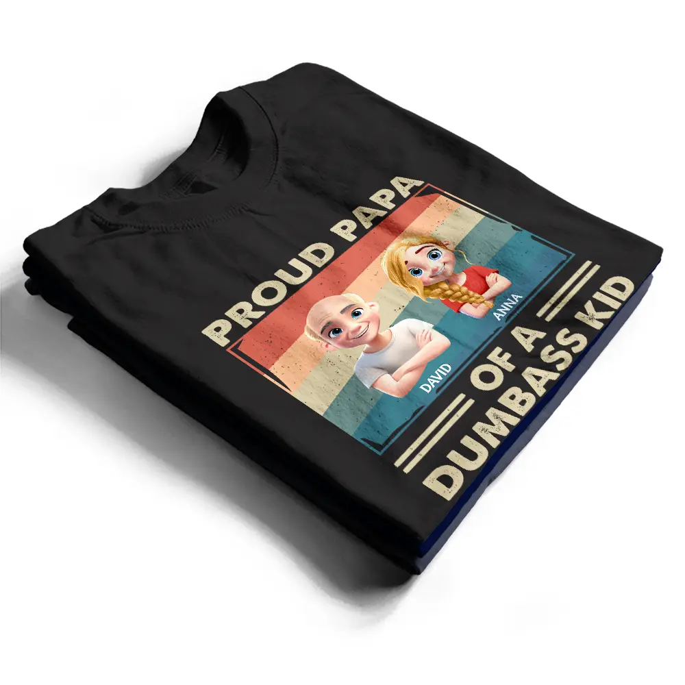 Proud Dad Of A Few Funny Children - Personalized T Shirt - Image 2