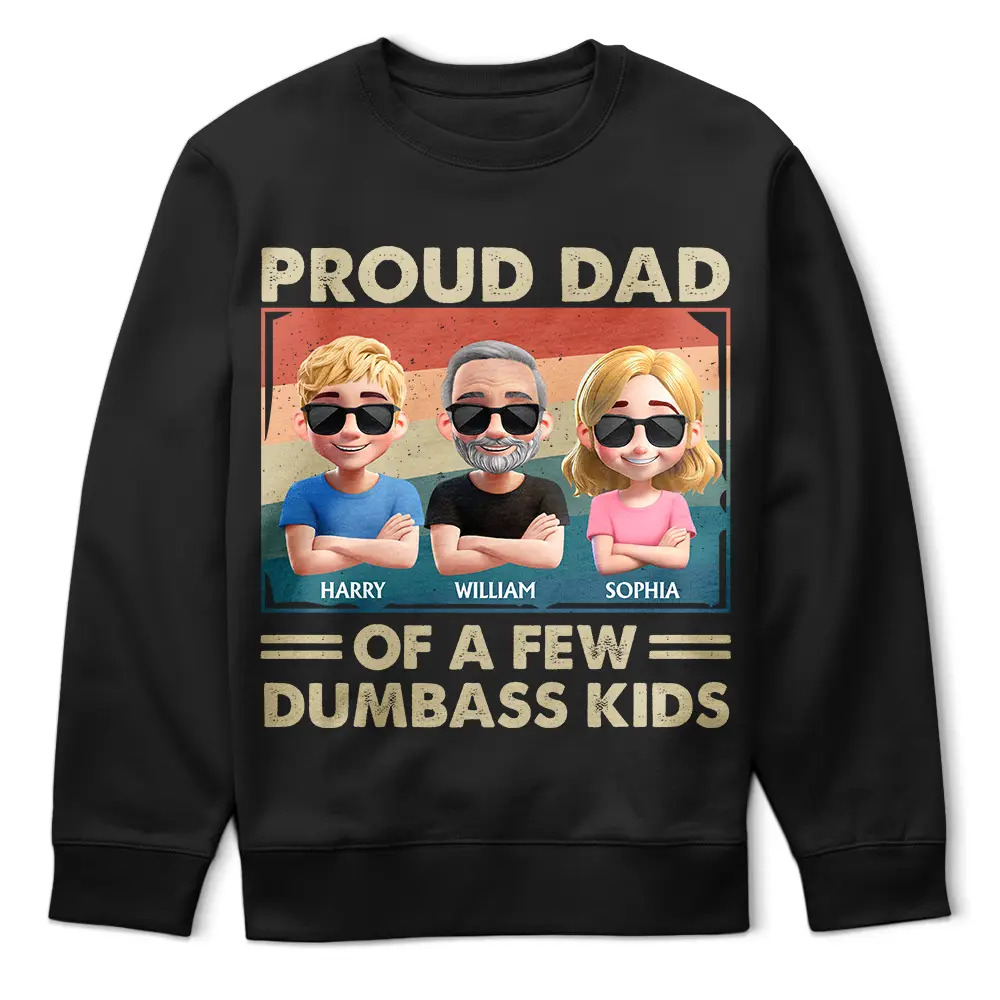 Proud Dad Of A Few Funny Children - Personalized T Shirt - Image 5